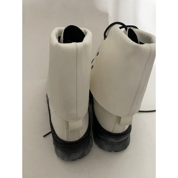 Free People Goldie Lug Sole Lace UP Combat Off White Boots Sz 38 US 8 NEW $268 - Picture 6 of 9